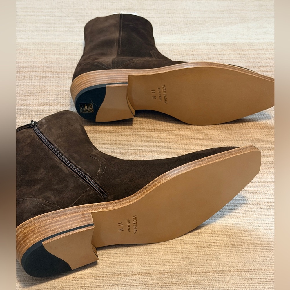 Stuart Weitzman Suede Augustine Chelsea Boot | Brown | EU 44 | Square Toe | NIB - Picture 9 of 14